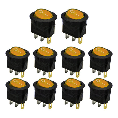 Switch Interruptor De Tecla Redondo 1 Paso Con Luz 10 Piezas