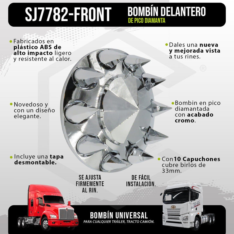 Par Bombin Tapa Masa Delantero Con 10 Capuchones Cromados