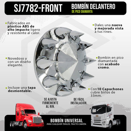 Par Bombin Tapa Masa Delantero Con 10 Capuchones Cromados