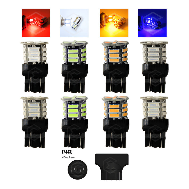 Par Focos 21 Leds 7443 Cuartos Stop Direccional Estrobo 12v