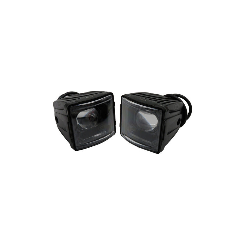 Par Faro Universal Cuadrado Bicolor Rojo 16 Hiper Led 12-24v