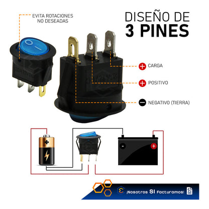 Switch Interruptor De Tecla Redondo 1 Paso Con Luz 10 Piezas