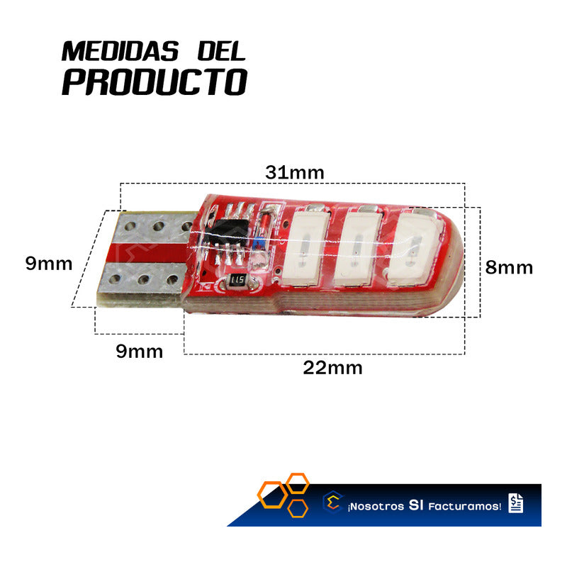 Kit 10 Focos De Pellizco 6 Leds Smd T10 Gel Luz Estrobo 12v