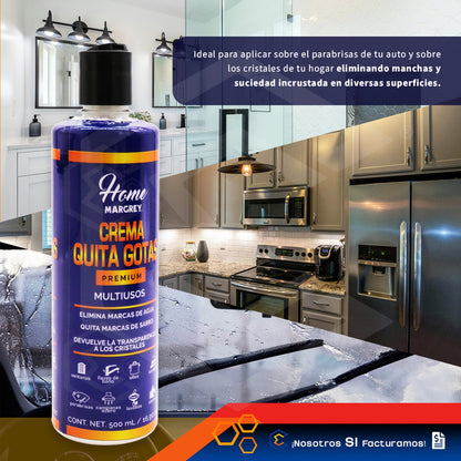 12 Crema Quita Gotas Vidrio Casa Hogar Premium 500ml Margrey Beige