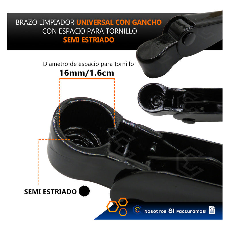 1 Pza Brazo Limpia Parabrisas Universal Con Gancho Metalico