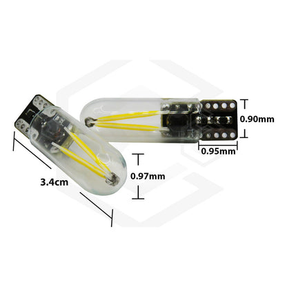 Kit 10 Foco De Pellizco Led Cob Vidrio Filamento Canbus T10