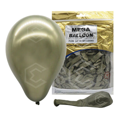 Bolsa 100 Globos Verde Olivo Metalico #5 Fiesta Boda Latex Verde Metálico