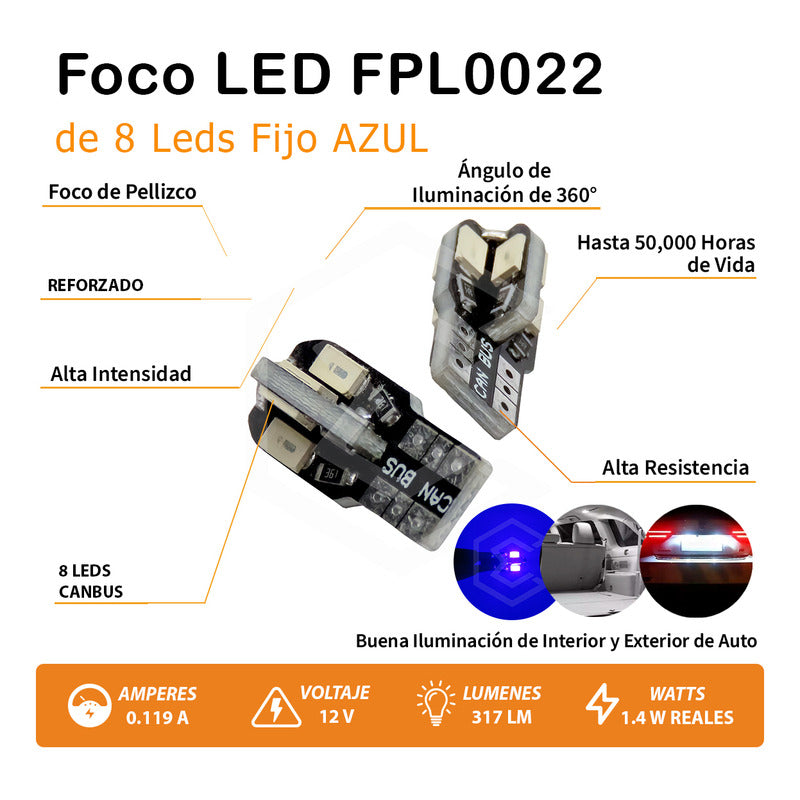 Par Focos De Pellizco 8 Led Canbus Alta Intensidad 12v