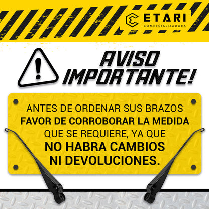 1 Pza Brazo Limpia Parabrisas Universal Metalicos Negro Derecho