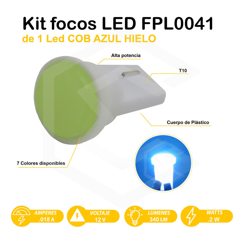Kit De 10 Focos De Pellizco T10 1  Led Cob Alta Potencia 12v