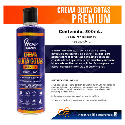 12 Crema Quita Gotas Vidrio Casa Hogar Premium 500ml Margrey Beige