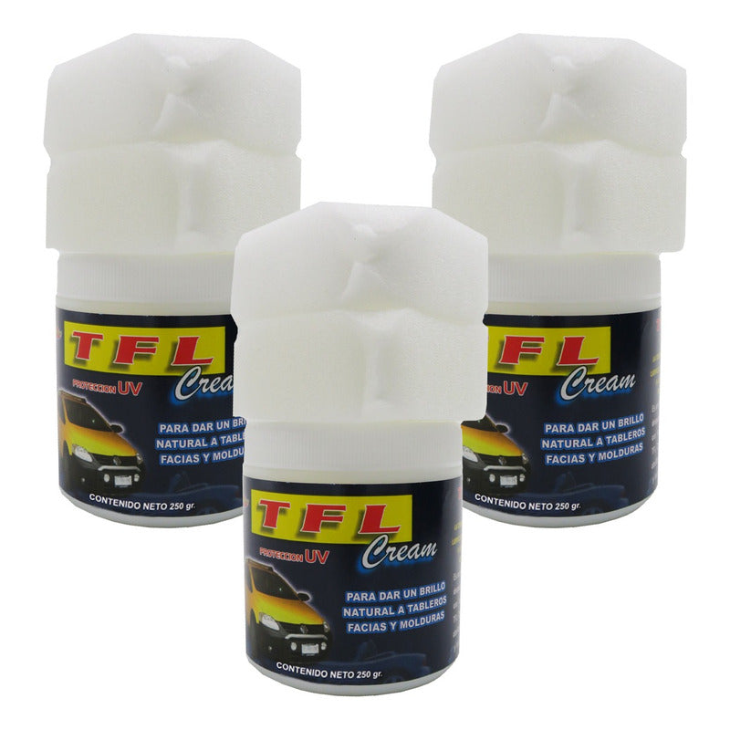 3 Crema Abrillantadora Tablero Facia Moldura Protección 250g Blanco