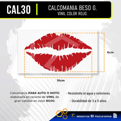 Calcomanía Beso Rojo Sticker Vinil Para Auto Moto 10cm X 6cm