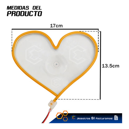 Figura Corazon Led Luz Neon Parabrisas Chupón Grande26cm 12v