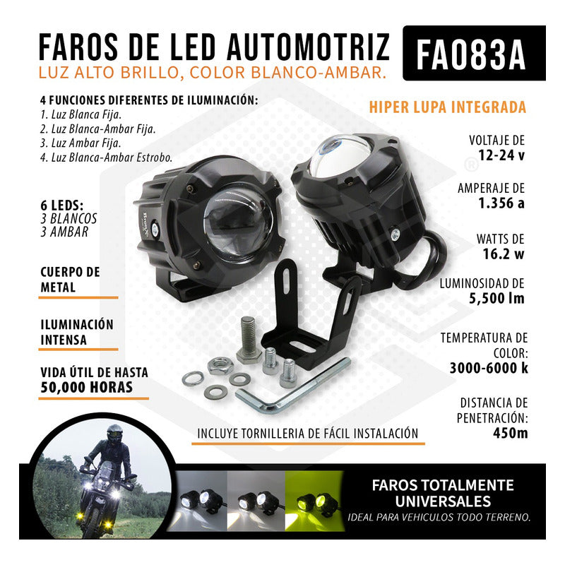 Faros Redondo Empotrable Bicolor 5500lm 6 Hiperled C/lup