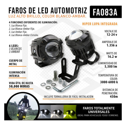 Faros Redondo Empotrable Bicolor 5500lm 6 Hiperled C/lup