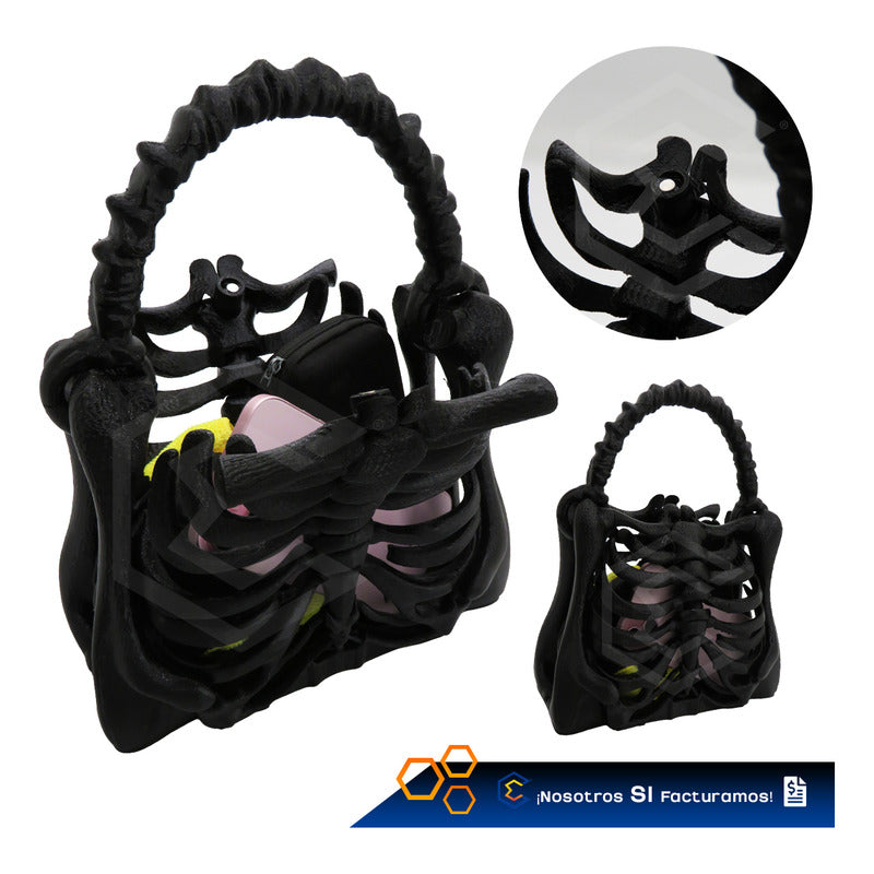 Bolso De Esqueleto Hueso Gotico Halloween Impresión 3d Petg