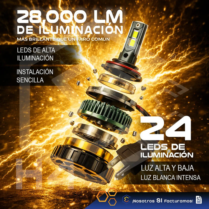 2 Focos Led H4 Canbus Ventilador Alta Baja 28000lm 78w 9-36v H4