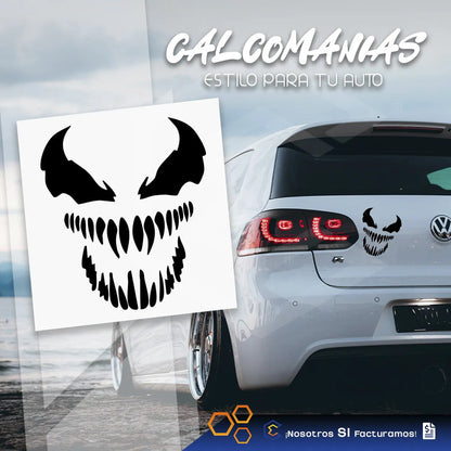 2 Calcomanía Venom Carnage Negro  Vinil Auto Moto 19cm