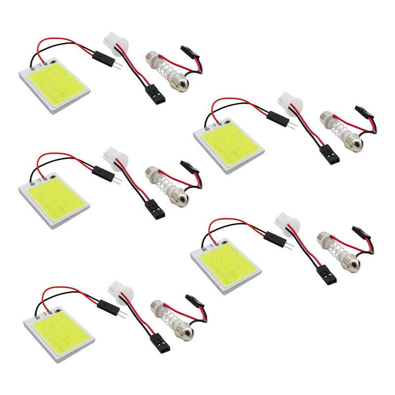 5 Placa Luz Interior Para Coche 24 48 Leds Cob 2 Adaptadores