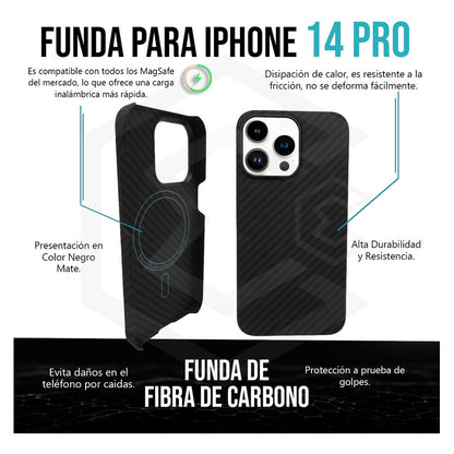 Funda Case De iPhone 13-14 Fibra De Carbono 100% Real