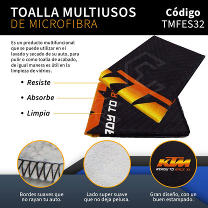 Toalla De Microfibra Para Moto Ktm Duke 390 Rc 390 Exc 55x40