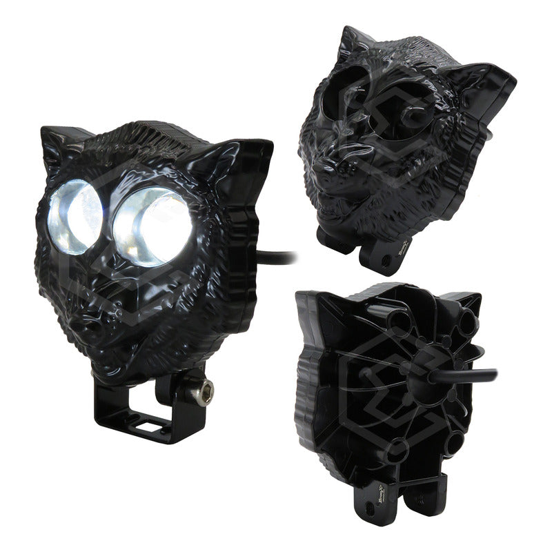 Par De Faros 6 Leds 2 Lupas Bicolor Fijo Estrobo Lobo 12-24v
