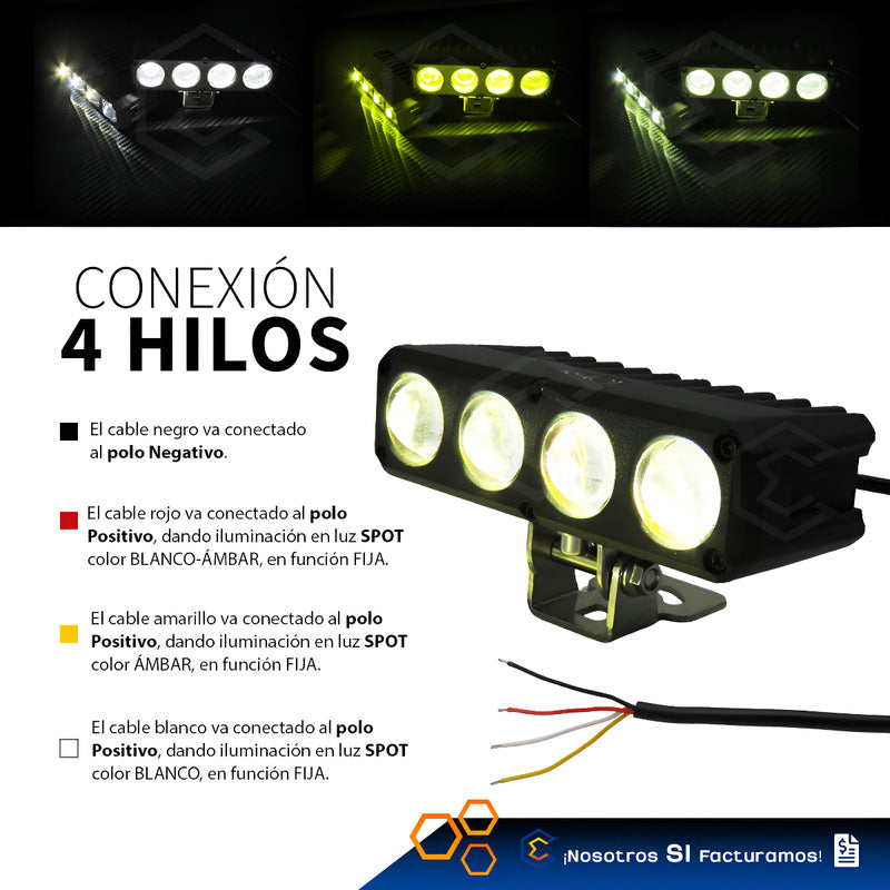 Par De Faros 24 Leds Lupa Blanco-ambar Spot Luz Fija 9-80v