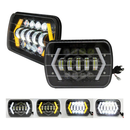 Par De Faros Unidad 5x7 Luz De Cortesía Con 13 Lupas 12-24v