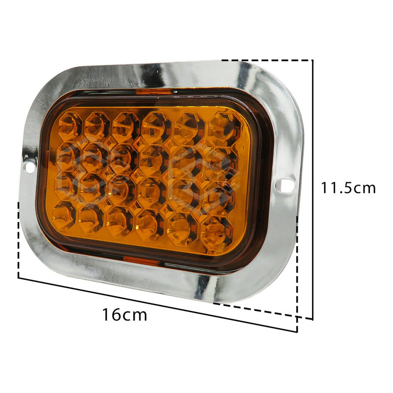 12 Plafón Calavera Rectangular 24 Led Bicel Cromado 12-24v