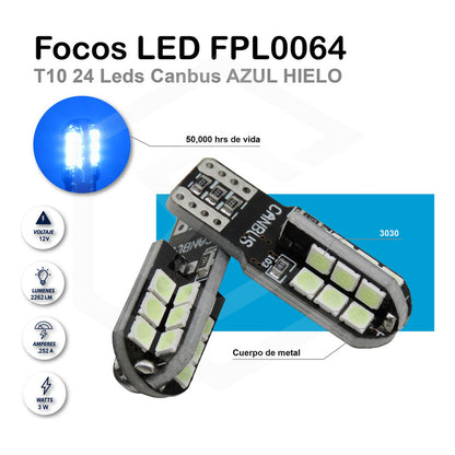 Par De Focos Pellizco T10 24 Leds Canbus 3030 Alta Potencia