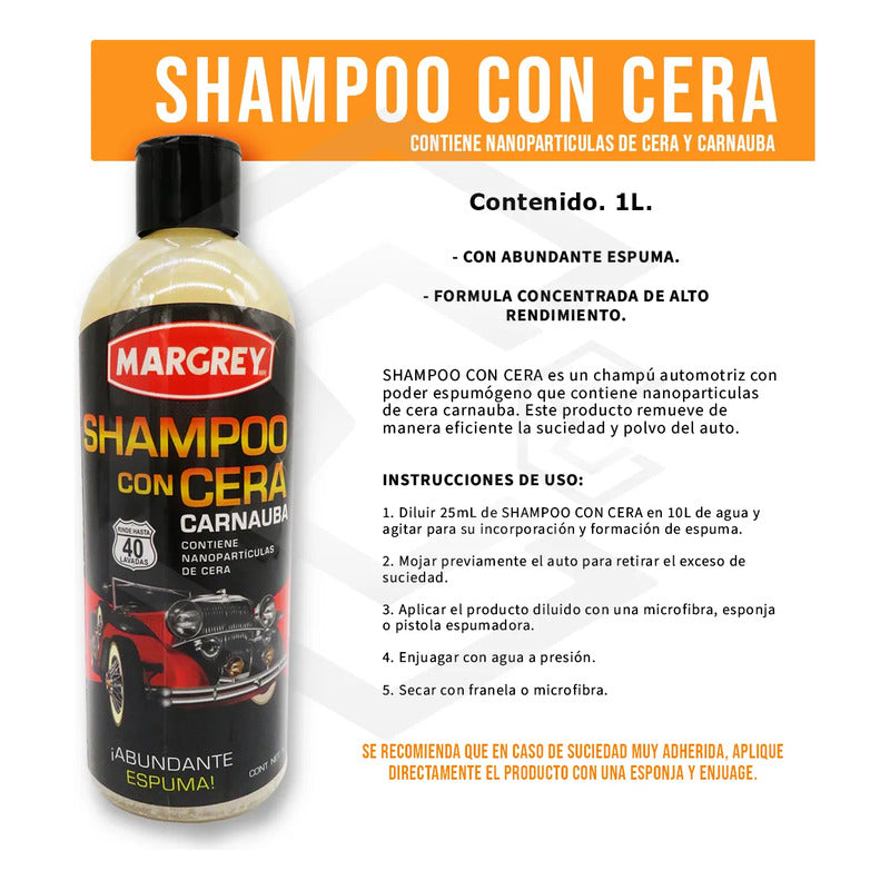 Kit Polish Rojo Rosa Blanco Shampoo C/ Cera Acrilica Margrey