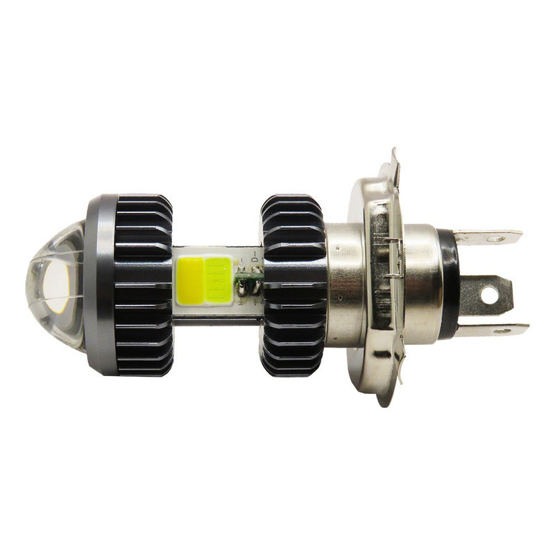 Foco Moto H4 Lupa Proyector Ba20d Bicolor 66 Leds 2 Funcion