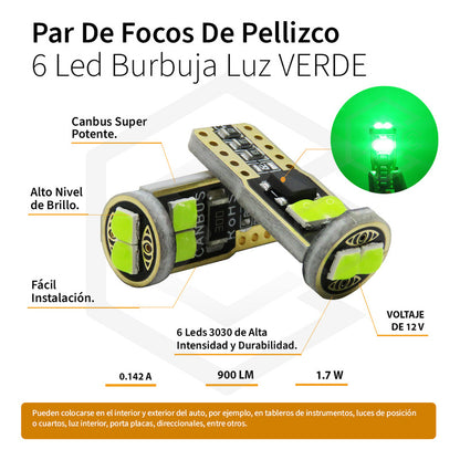 Kit 10 Focos Pellizco 6 Led Burbuja Canbus Super Potente 12v
