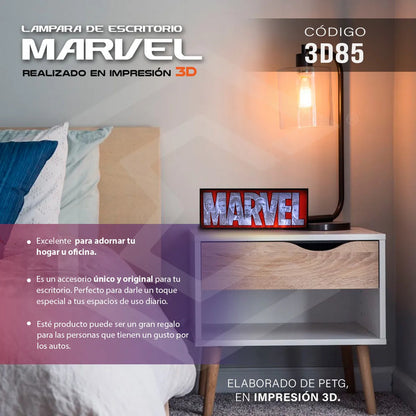 Lampara Led Marvel Letrero Relieve Decoración 25cm 3d Petg Rojo