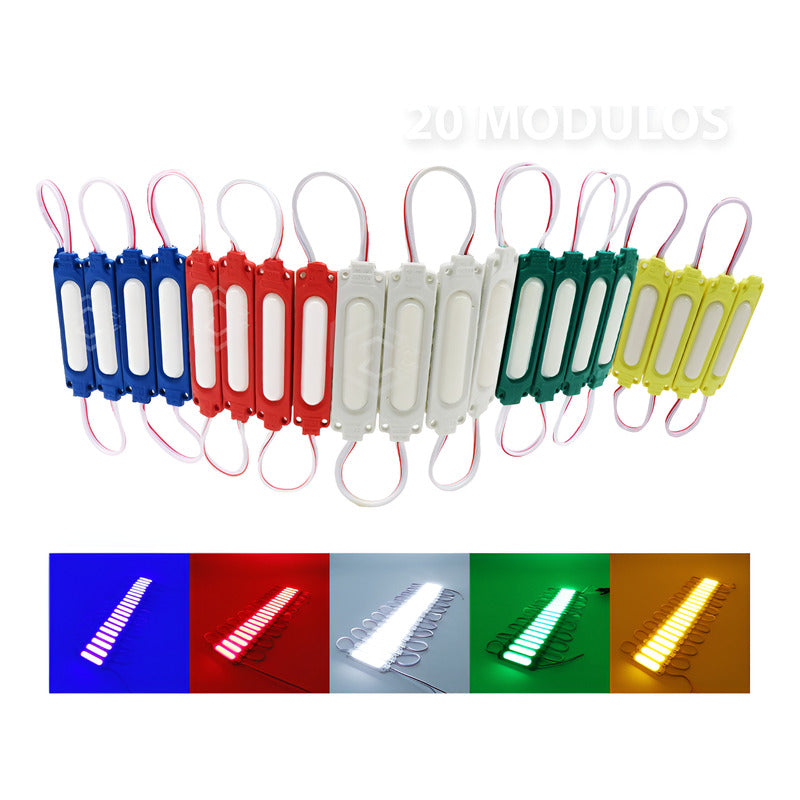 Tira 20 Módulos De Led Cob Plasma Encapsulados Reforzados
