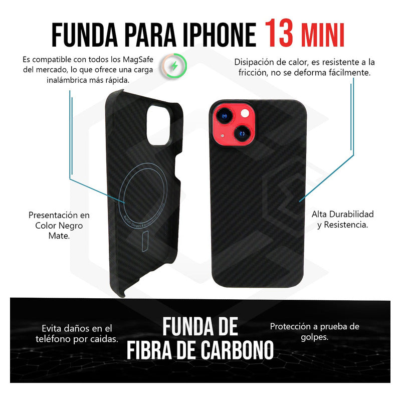 Funda Case De iPhone 13-14 Fibra De Carbono 100% Real