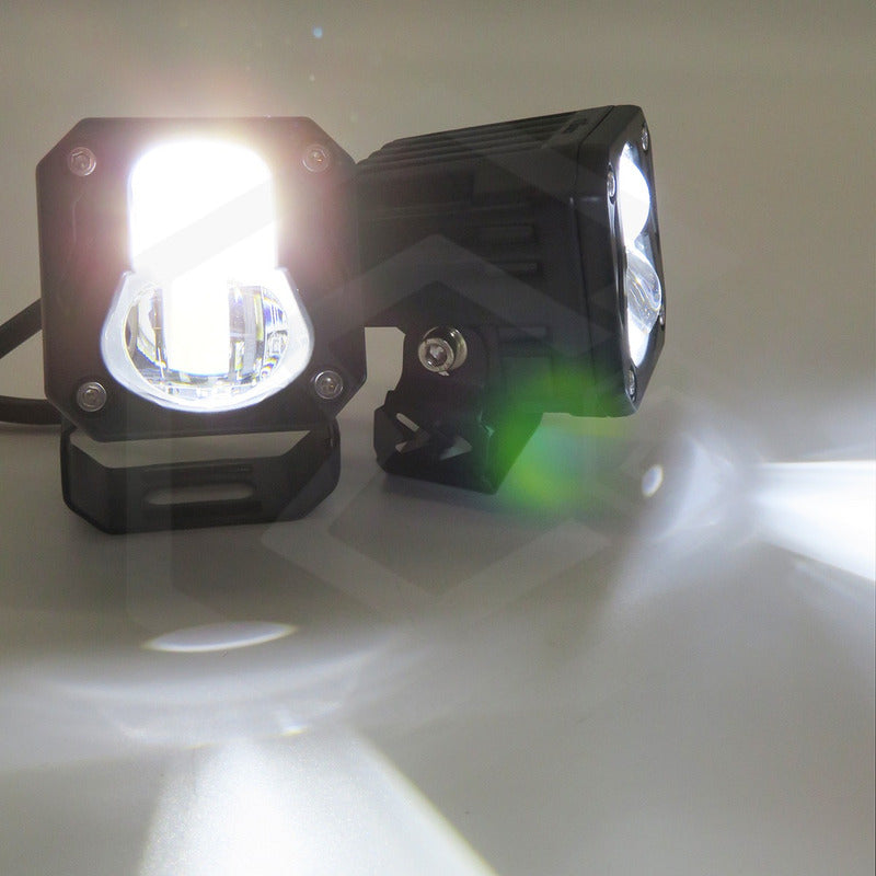 Faro Cuadrado O Redondo Lupa Bicolor 18,000lm 7 Led Uso Rudo