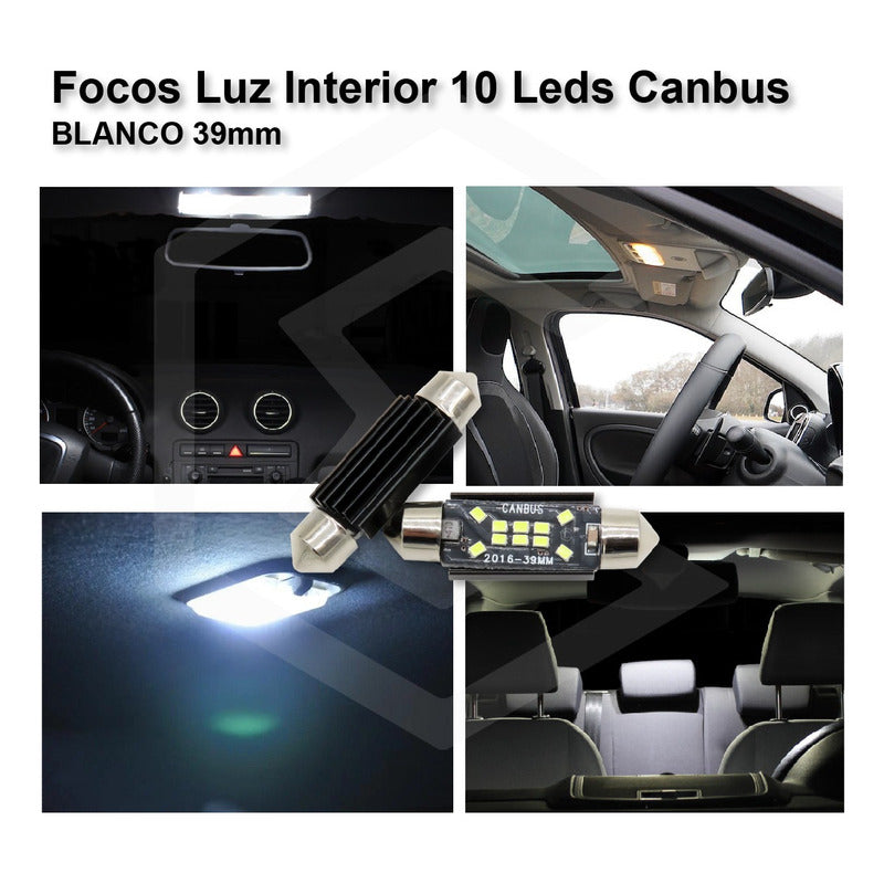 Par De Focos Luz Interior 10 Leds Canbus 31mm 36mm 39mm 41mm
