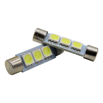 4 Focos Fusibles Festoon 28mm 31 Mm T6.3 Con 3 Led Viseras
