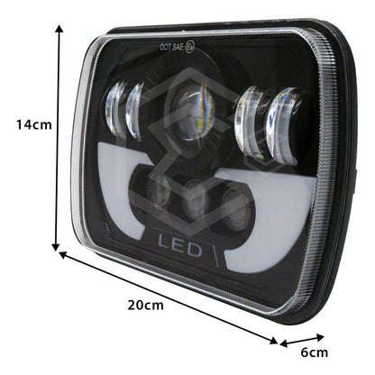 Par De Faros Unidad 5x7 Luz Cortesía Blanca 8 Lupas 12-24v