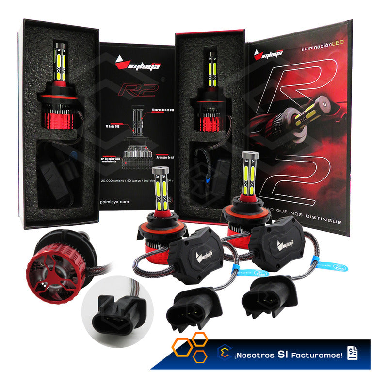 2 Focos Led H13 Ventilador Alta Y Baja Aro Luz 15000lm 12-24 H13