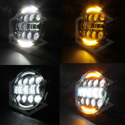 Par Faros Led 7'' Pulgadas Redondo Jeep Vocho 16 Lupa 12-24v