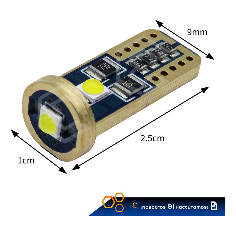 Kit 10 Focos Pellizco T10 Canbus 3 Leds Premium 1,700lm 12v