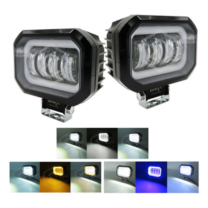 Par Faros Rectangular 4 Hiper Lupa Arillo Ángel Gel Estrobo