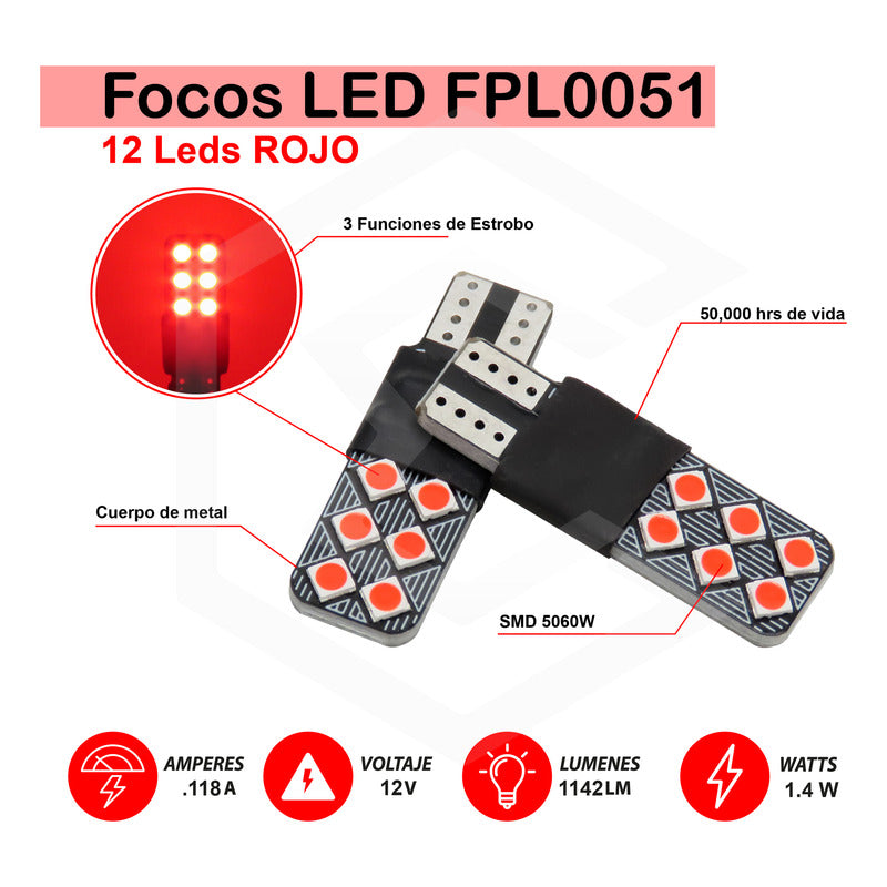 Par De Focos De Pellizco 12 Led 3 Funciones D Estrobo Canbus