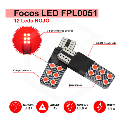 Par De Focos De Pellizco 12 Led 3 Funciones D Estrobo Canbus