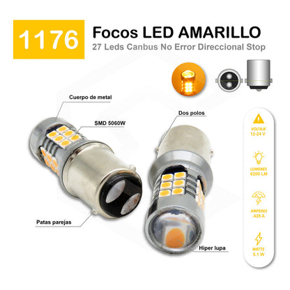 2 Focos 27 Led 1156 1157 3157 7440 7443 No Error Stop Cuarto