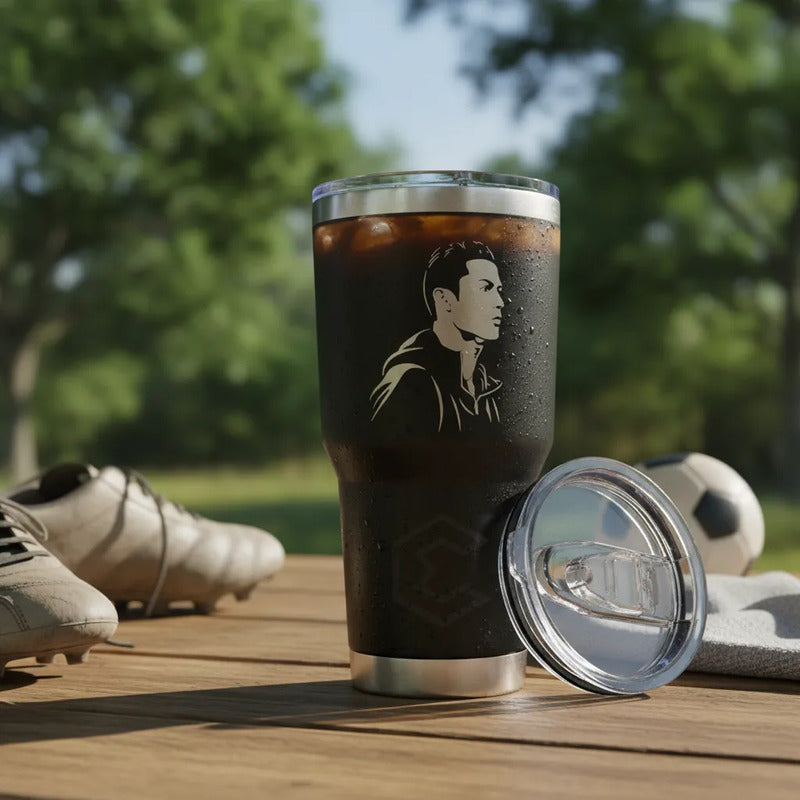 Vaso Termo Cristiano Ronaldo Cr7 Láser Acero Inoxidable 30oz Negro Vaso Termo Cristiano Ronaldo Cr7 Láser Acero Inoxidable 30oz
