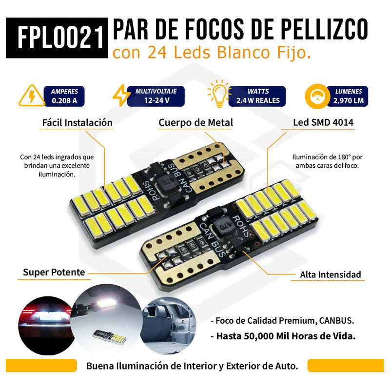 Kit De 50 Focos De 24 Leds 12v Canbus Envío Gratis